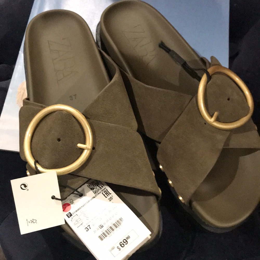 ZARA OLIVE SLIP ONS